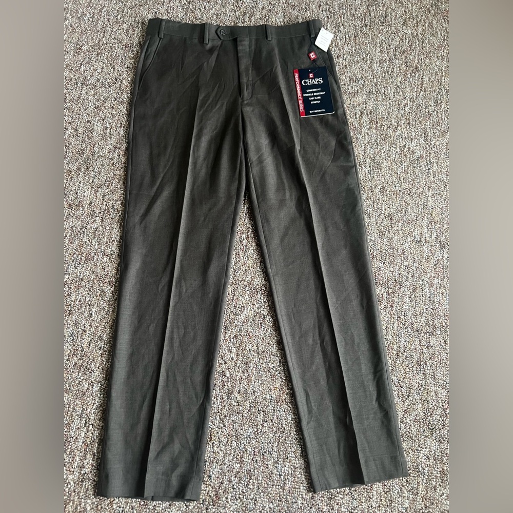 Chaos Men’s Performance Series Wool Blend Brown Slack Dress Pants Size 38x34 New
